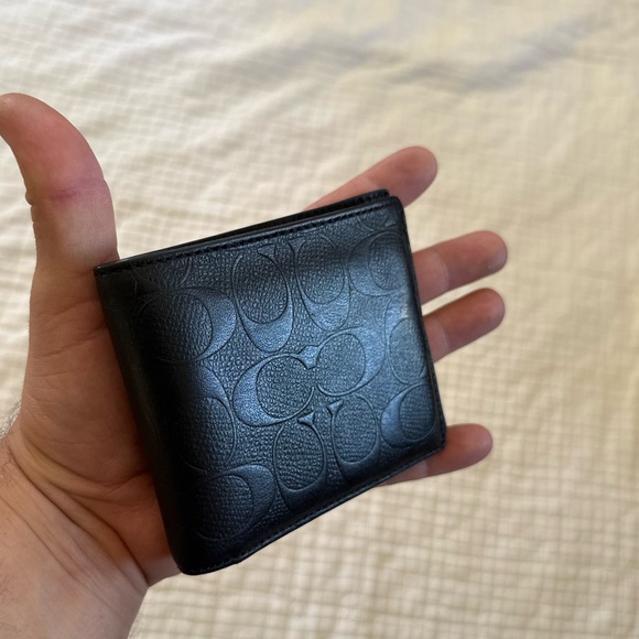 Men’s Coach Wallet billfold genuine leather black - Picture 11 of 14